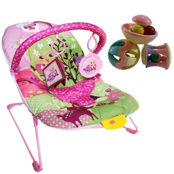 Imagem de Cadeira Descanso Musical Rosa 9Kg Soft + Chocalho Divertido