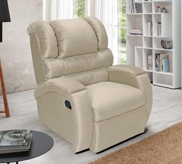 Imagem de Cadeira do Papai Reclinavel Grande Com Gatilho Suede Bege