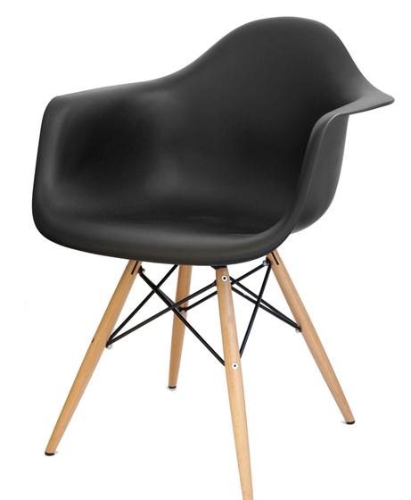 Imagem de Cadeira Eames com Braco Base Madeira Preto Fosco - 10426