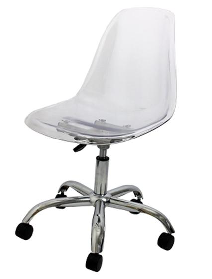 Cadeira Eames com Rodizio Policarbonato Transparente - 19291 Menor preço em Cadeira Eames com Rodizio Policarbonato Transparente - 19291