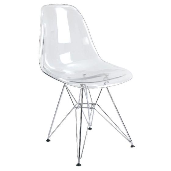 Imagem de Cadeira Eames Cristal Transparente Eiffel Base Metal Cromado