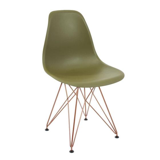 Imagem de Cadeira  Eames Design Eiffel Jantar Verde Musgo Ferro Cobre