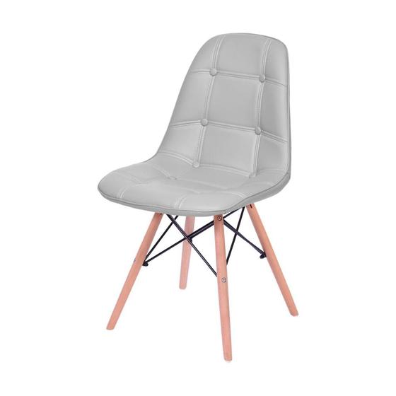 Imagem de Cadeira Eames DSW Botonê Assento PU Cinza Base Madeira