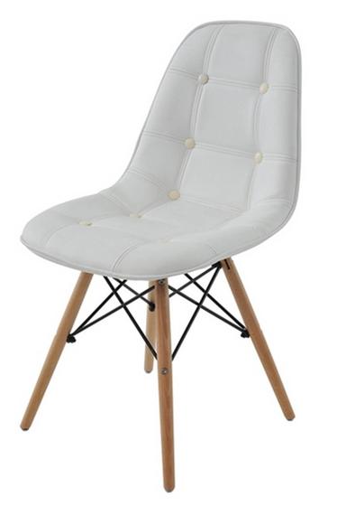 Imagem de Cadeira Eames Eiffel Botone Branca Base Madeira - 27021