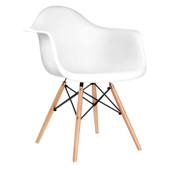 Imagem de Cadeira Eames Eifflel com Braço Daw de Madeira com Assento Branco