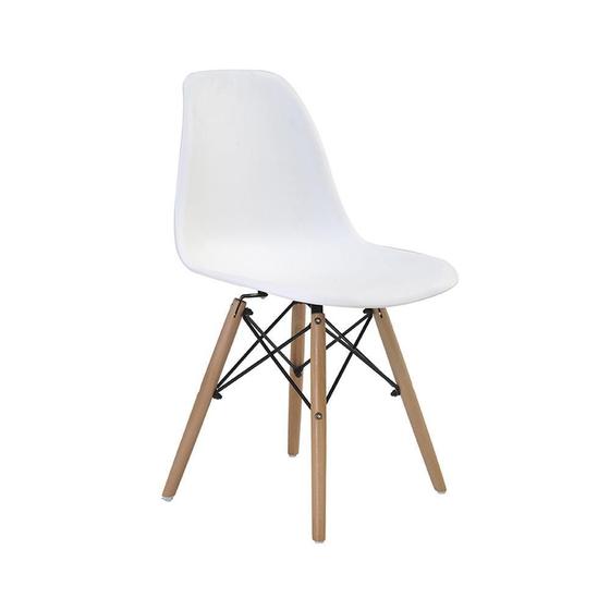 Imagem de Cadeira Eiffel Pp Branco Base Madeira Rivatti Kit 4 Unid