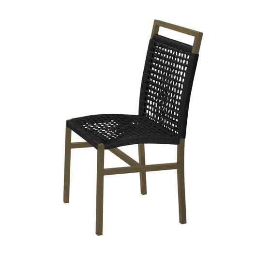 Imagem de Cadeira em Corda Naútica Preta e Alumínio Champagne Liza para Área Externa