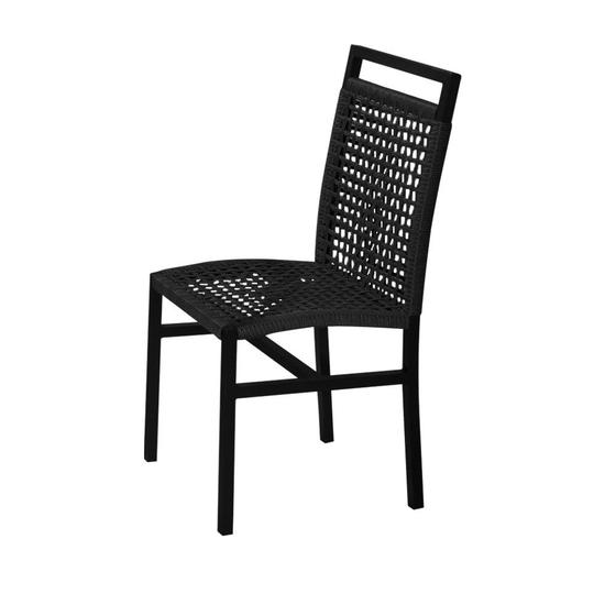 Imagem de Cadeira em Corda Naútica Preta e Alumínio Preto Liza para Área Externa