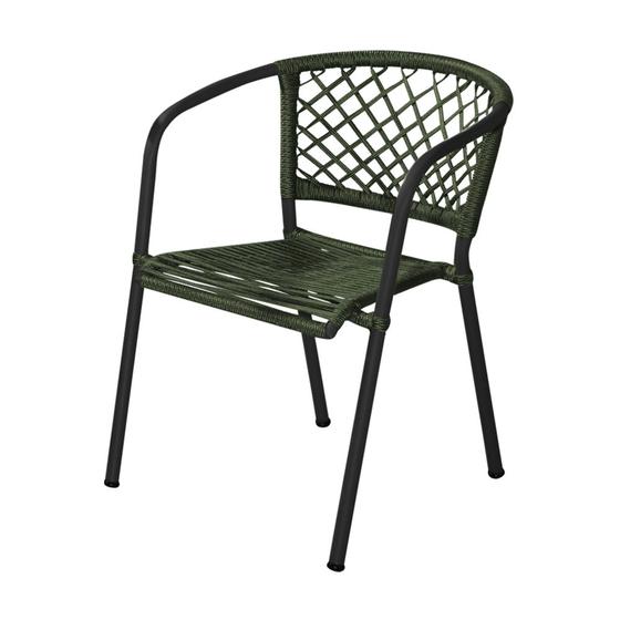 Imagem de Cadeira em Corda Naútica Verde e Alumínio Preto Florence para Área Externa