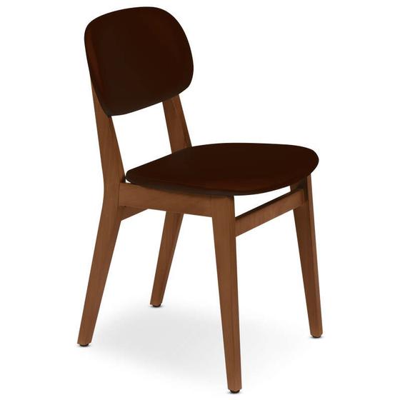 Imagem de Cadeira em Madeira London Montado Amêndoa sem Braços com Estofado Café Tramontina