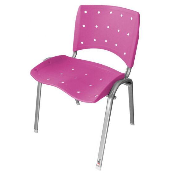 Cadeira Empilhável Plástica Rosa Anatômica Base Prata - ULTRA Móveis Menor preço em Cadeira Empilhável Plástica Rosa Anatômica Base Prata - ULTRA Móveis