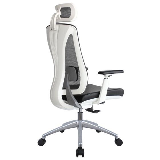 Cadeira Escritório Ergonômica Presidente Reclinável Confortável Alta NR17 Top Seat Branca e Preta Menor preço em Cadeira Escritório Ergonômica Presidente Reclinável Confortável Alta NR17 Top Seat Branca e Preta