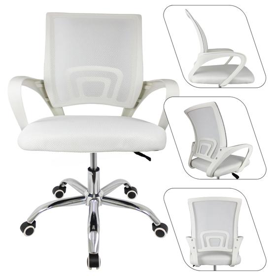 Cadeira Escritório Giratória Escrivaninha Secretária Arco Branca Ergonomica Escrivaninha Conforto e Elegância Menor preço em Cadeira Escritório Giratória Escrivaninha Secretária Arco Branca Ergonomica Escrivaninha Conforto e Elegância