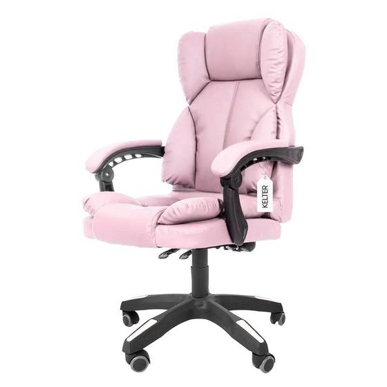Cadeira Escritório Reclinável Presidente Kelter F04 Rosa Menor preço em Cadeira Escritório Reclinável Presidente Kelter F04 Rosa