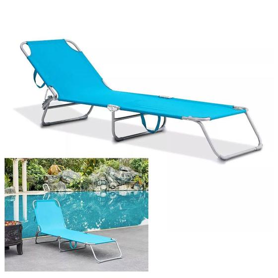 Imagem de Cadeira Espreguiçadeira 3 Posiçoes Reclinavel Dobravel Quintal Jardim Praia Verao Sol Lazer Descanso Camping