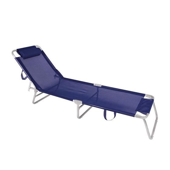 Imagem de Cadeira Espreguiçadeira Alumínio Dobrável Azul Marinho Mor