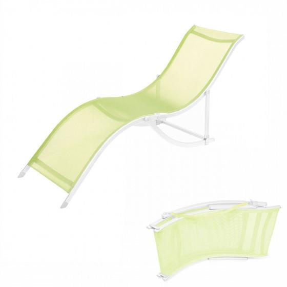 Imagem de Cadeira Espreguicadeira Dobravel em Aluminio e Textilene Verde Limao  Bel