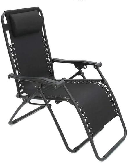 Imagem de Cadeira Espreguiçadeira Pelegrin Pel-002Z Gravidade Zero Em Tecido E Metal Preta