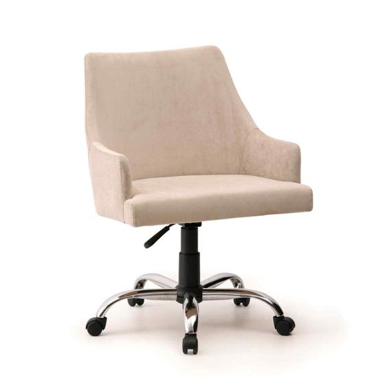Imagem de Cadeira Estofada de Encosto Curvado com Apoio de Braço Tipo Concha Base com Rodízios Marlowe Espress