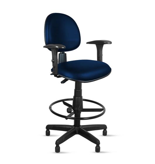 Cadeira executiva ômega ergonômica base caixa giratória c/ sapata c/ braço - revestimento viena azul marinho - pp121 Menor preço em Cadeira executiva ômega ergonômica base caixa giratória c/ sapata c/ braço - revestimento viena azul marinho - pp121