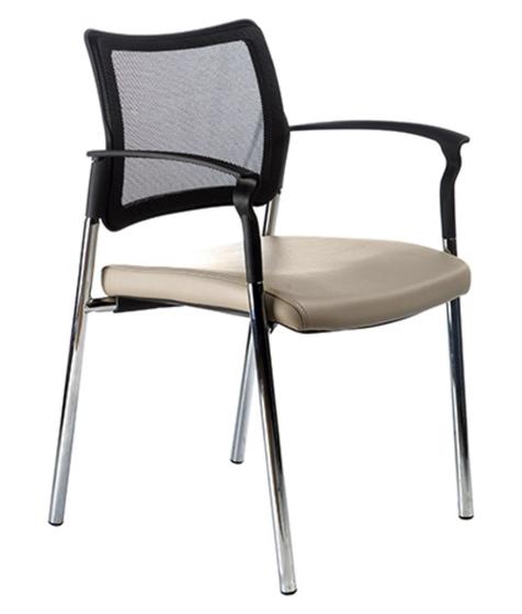 Imagem de Cadeira fixa base cromada e tela mesh Linha Prisma Bege