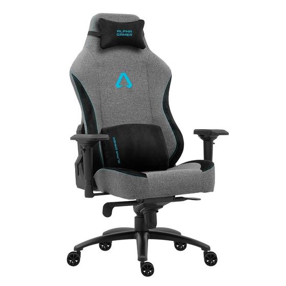 Imagem de Cadeira Gamer Alpha Gamer Nebula Fabric,  Até 150 kg, Apoio de Braço 4D, Reclinável, Cinza e Azul - AGNEBULA-GRY-BL