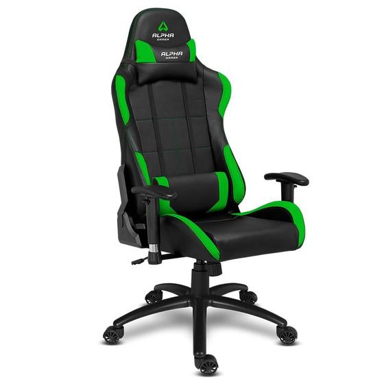 Cadeira Gamer Alpha Gamer Vega, Até 130Kg, Cilindro de Gás 4, Braço Ajustável, Preto e Verde Menor preço em Cadeira Gamer Alpha Gamer Vega, Até 130Kg, Cilindro de Gás 4, Braço Ajustável, Preto e Verde