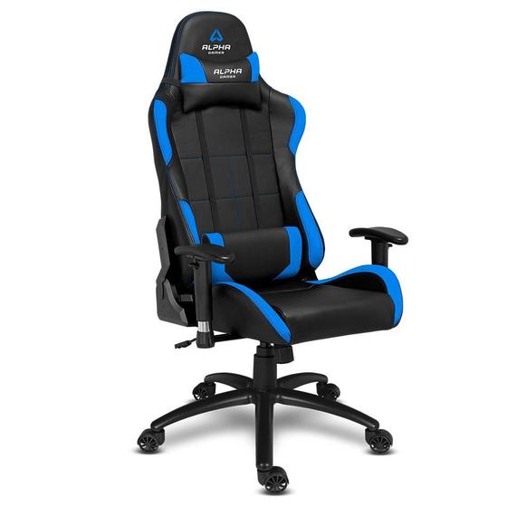 Imagem de Cadeira Gamer Alpha Gamer Vega, Preto e Azul, Reclinável, com Almofadas, Cilindro de Gás Classe 4