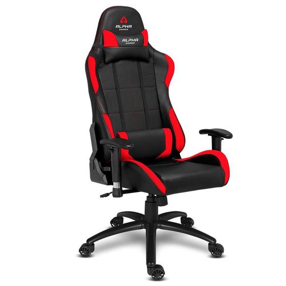 Imagem de Cadeira Gamer Alpha Gamer Vega, Preto e Vermelho, Reclinável, com Almofadas, Cilindro de Gás Classe 4