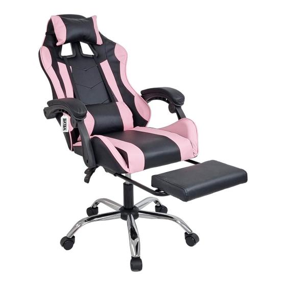 Imagem de Cadeira Gamer Com Apoio De Pé Giratória Rodinhas Cg2.17 Rosa