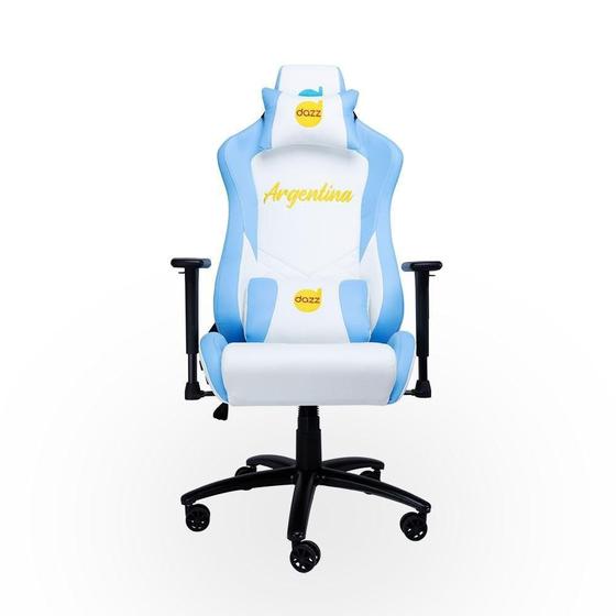 Cadeira Gamer Dazz Nations Argentina Com Apoio de Braço - Branco/Azul Menor preço em Cadeira Gamer Dazz Nations Argentina Com Apoio de Braço - Branco/Azul