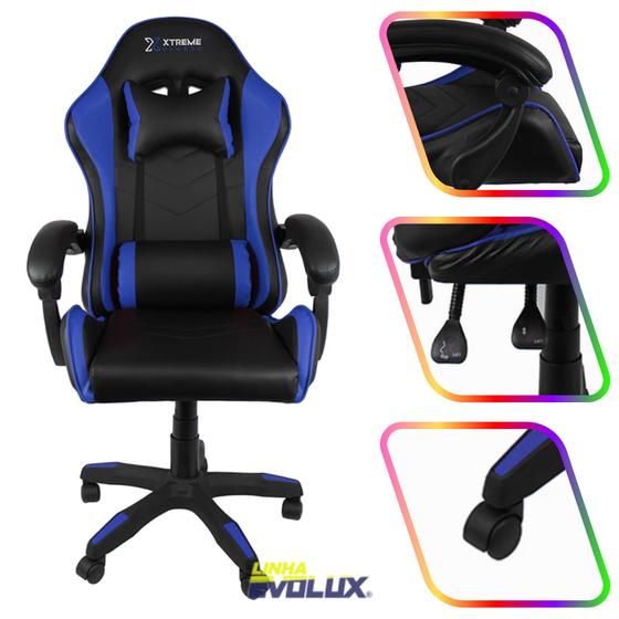 Imagem de Cadeira gamer de escritório xtreme gamers cinesis ny preta e azul gaming