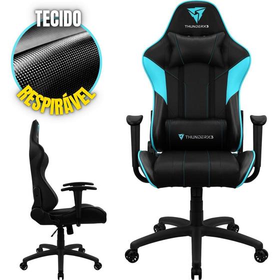 Imagem de Cadeira Gamer de Jogos ThunderX3 EC3 Com Rodinhas, Inclinação Regulável e Altura Ajustável Suporta 120kg