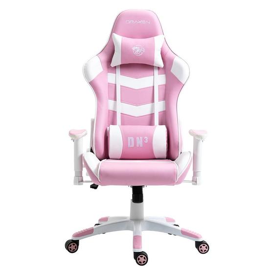 Imagem de Cadeira Gamer DN3 Giratoria Branco e Rosa - DRAXEN