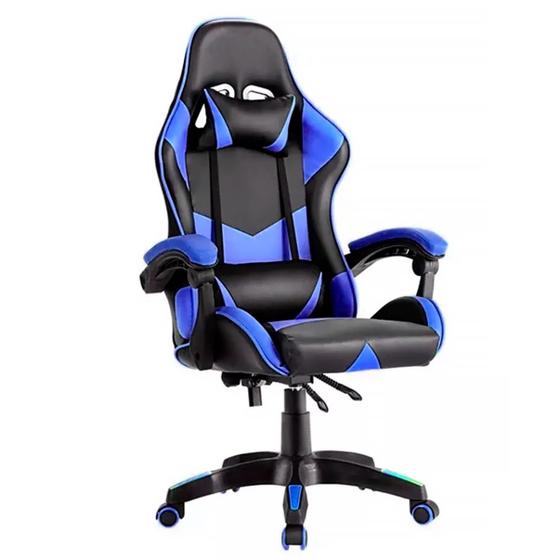 Imagem de Cadeira Gamer Ergonômica Top Para Escritório Azul estofado sintético reclinável