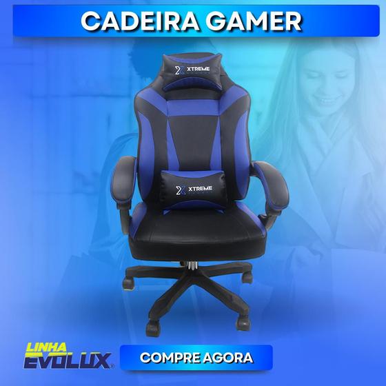 Cadeira Gamer Giratória Gamer XTreme Gamers Supra Preta e Azul Gaming Menor preço em Cadeira Gamer Giratória Gamer XTreme Gamers Supra Preta e Azul Gaming