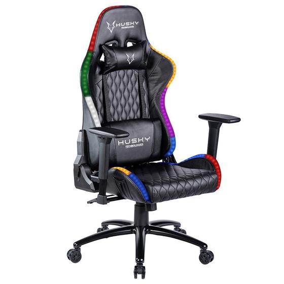 Imagem de Cadeira Gamer Husky Gaming Blizzard RGB, Preto, Luz RGB, Com Almofadas, Reclinável - HBL-RGB