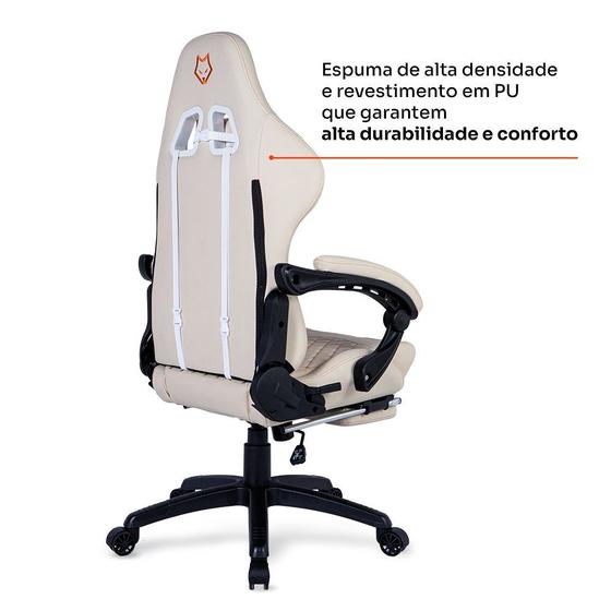 Cadeira Gamer Husky Tempest 700, Até 145kg, Almofadas, Reclinável 150º, PU, Descanso para Pés, Branca - HCG700BR