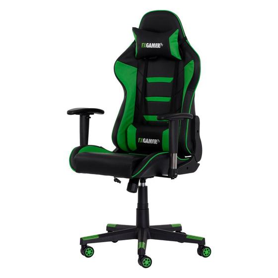 Imagem de Cadeira Gamer II Reclinável 180º Giratória Preta com Verde Altura Ajustável Função Relax