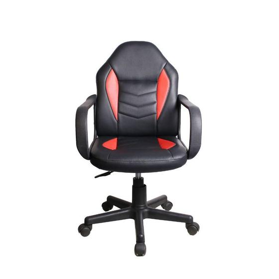 Imagem de Cadeira Gamer Infantil em Couro PVC Pelegrin PEL-9354 Preto com Vermelho