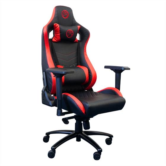 Imagem de Cadeira Gamer Júpiter Brazil PC - Preto e Vermelho - Encosto Reclinável 180 - Braços 4D - Almofadas de Pescoço e Lombar