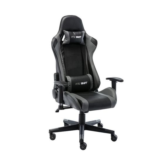 Imagem de Cadeira Gamer One Shot Preto Cinza Couro 136x55x55cm