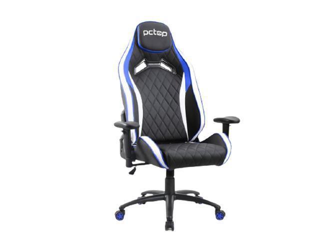 Imagem de Cadeira Gamer Pctop Premium Azul Branco E Preto - Reclinável