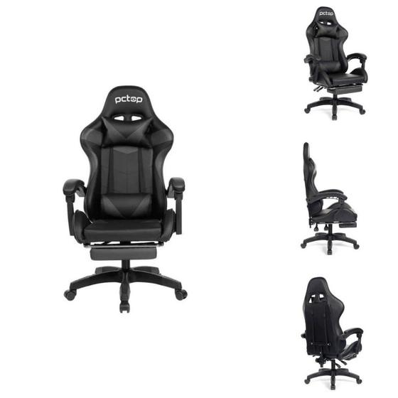 Cadeira Gamer PCTop Preto Racer SE1006 Altura Ajustável - Preta Menor preço em Cadeira Gamer PCTop Preto Racer SE1006 Altura Ajustável - Preta