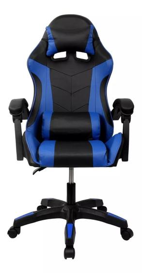Imagem de Cadeira gamer reclinável com massaeador preta e azul
