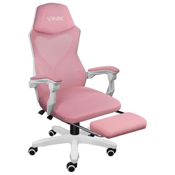 Imagem de Cadeira Gamer Rocket Branca Com Rosa - Cgr10brs