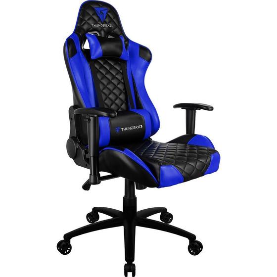 Imagem de Cadeira Gamer ThunderX3 TGC12, Até 120kg, Com Almofadas, Descanso de Braço 2D, Preto e Azul
