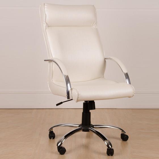 Cadeira Giratória Escritório Havana Presidente Branco Relax Base Cromada c/ Rodizio (100% Nacional) - CompreAlegre Imagem de Cadeira Giratória Escritório Havana Presidente Branco Relax Base Cromada c/ Rodizio (100% Nacional)