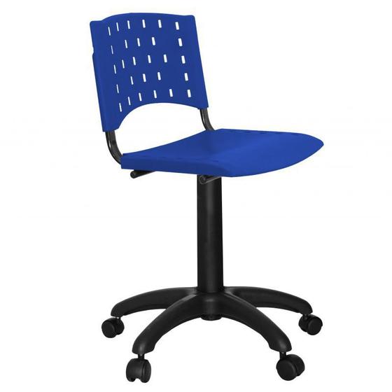 Imagem de Cadeira Giratória Fixa Plástica Azul - ULTRA Móveis