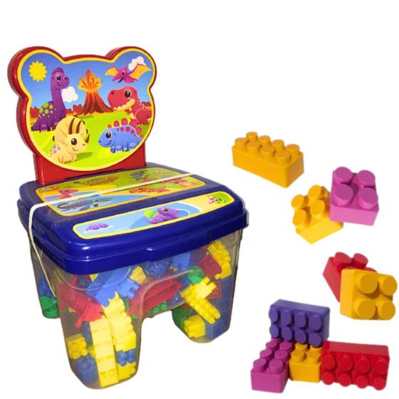 Imagem de Cadeira Infantil Com Blocos De Montar Educativo Brinquedos De Encaixar 160 Peças GGB Brinquedo